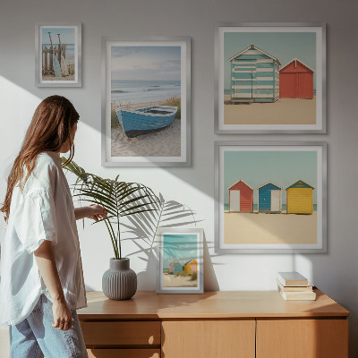 Decorațiune de perete set tablouri Vederi la mare, case, bărci