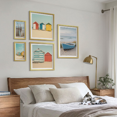 Decorațiune de perete set tablouri Vederi la mare, case, bărci