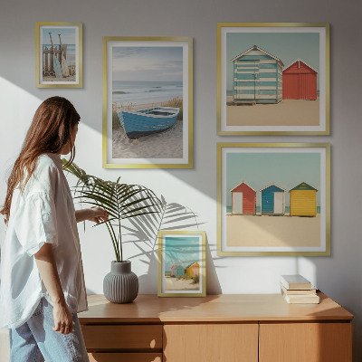 Decorațiune de perete set tablouri Vederi la mare, case, bărci