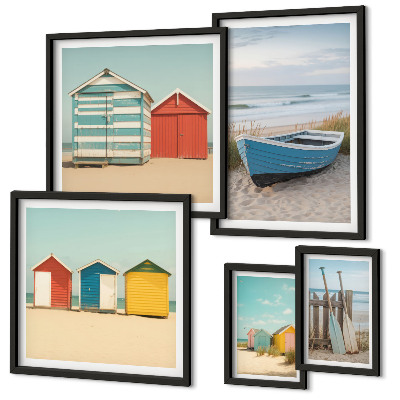 Decorațiune de perete set tablouri Vederi la mare, case, bărci