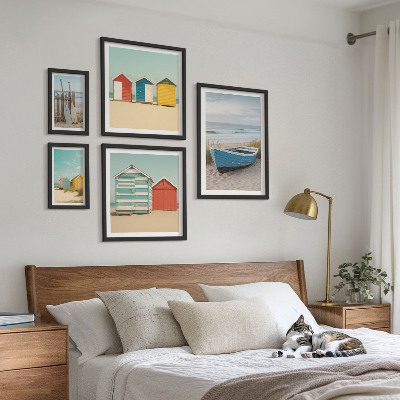Decorațiune de perete set tablouri Vederi la mare, case, bărci