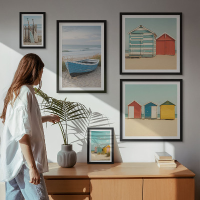 Decorațiune de perete set tablouri Vederi la mare, case, bărci