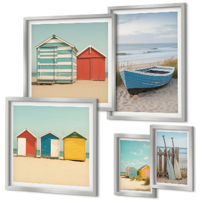 Decorațiune de perete set tablouri Vederi la mare, case, bărci