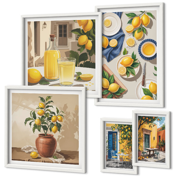 Decorațiune de perete set tablouri Idei mediteraneene cu lămâie