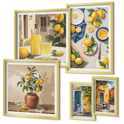 Decorațiune de perete set tablouri Idei mediteraneene cu lămâie