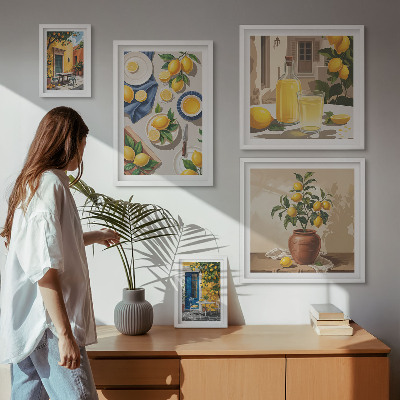 Decorațiune de perete set tablouri Idei mediteraneene cu lămâie