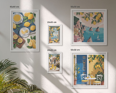 Polyptic înrămat Prospețimea lămâii, stil boho de vară