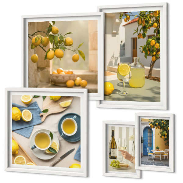 Decorațiune de perete set tablouri Lămâi rustice pentru bucătărie