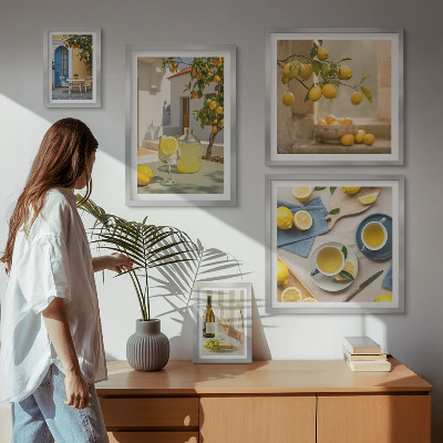 Decorațiune de perete set tablouri Lămâi rustice pentru bucătărie