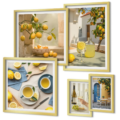 Decorațiune de perete set tablouri Lămâi rustice pentru bucătărie