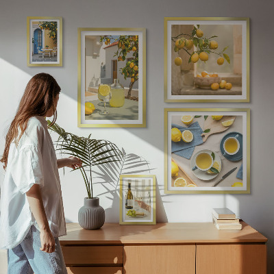 Decorațiune de perete set tablouri Lămâi rustice pentru bucătărie