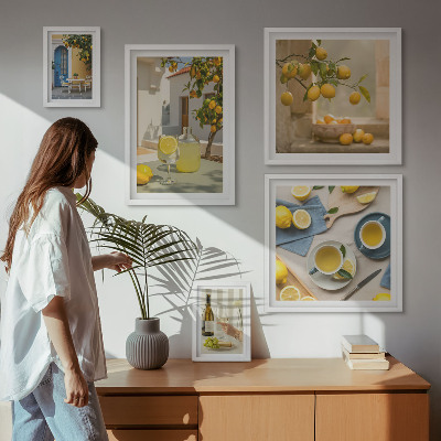 Decorațiune de perete set tablouri Lămâi rustice pentru bucătărie