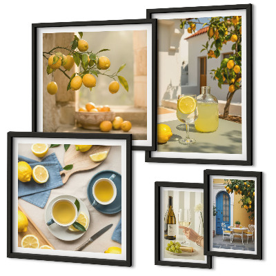 Decorațiune de perete set tablouri Lămâi rustice pentru bucătărie