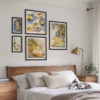 Decorațiune de perete set tablouri Lămâi rustice pentru bucătărie
