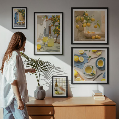 Decorațiune de perete set tablouri Lămâi rustice pentru bucătărie