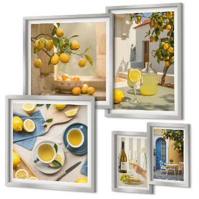 Decorațiune de perete set tablouri Lămâi rustice pentru bucătărie