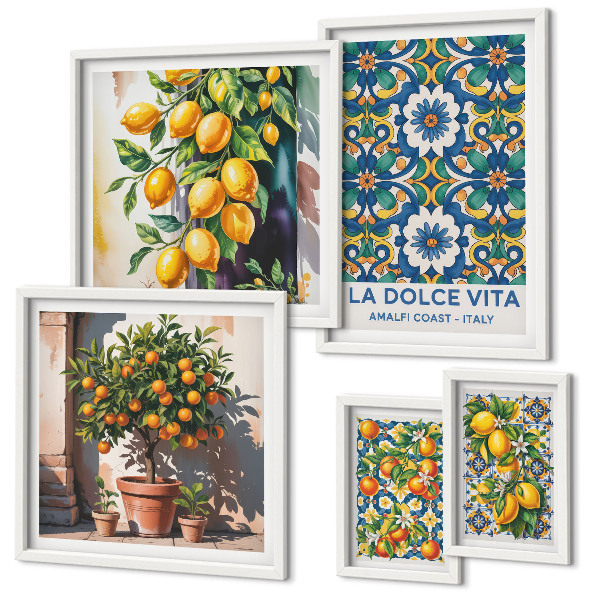 Polyptic înrămat Decorațiuni în stil Amalfi cu citrice italiene