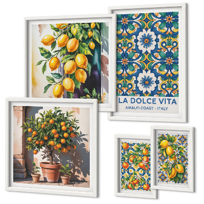 Polyptic înrămat Decorațiuni în stil Amalfi cu citrice italiene