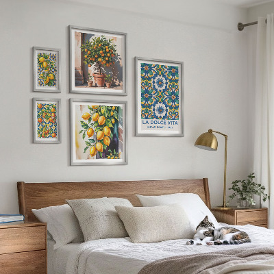 Polyptic înrămat Decorațiuni în stil Amalfi cu citrice italiene