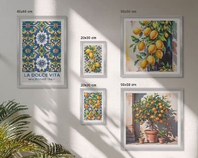 Polyptic înrămat Decorațiuni în stil Amalfi cu citrice italiene