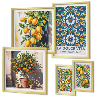 Polyptic înrămat Decorațiuni în stil Amalfi cu citrice italiene