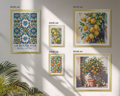 Polyptic înrămat Decorațiuni în stil Amalfi cu citrice italiene