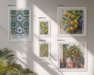 Polyptic înrămat Decorațiuni în stil Amalfi cu citrice italiene