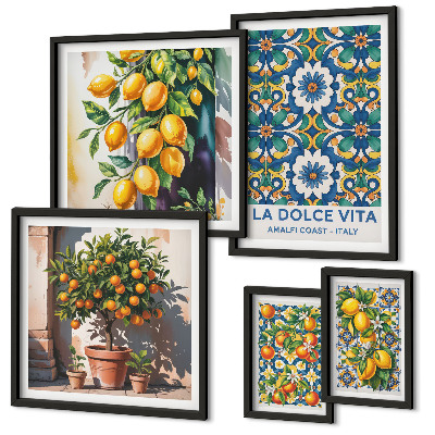 Polyptic înrămat Decorațiuni în stil Amalfi cu citrice italiene