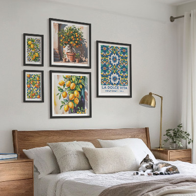 Polyptic înrămat Decorațiuni în stil Amalfi cu citrice italiene