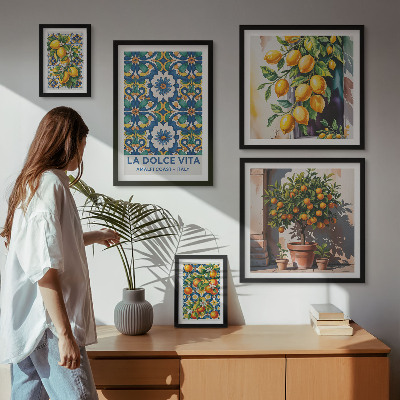 Polyptic înrămat Decorațiuni în stil Amalfi cu citrice italiene