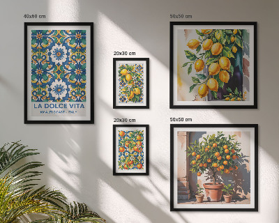 Polyptic înrămat Decorațiuni în stil Amalfi cu citrice italiene