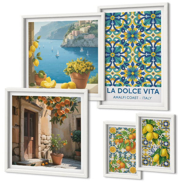 Decorațiune de perete set tablouri Flori de citrice italiene din Amalfi