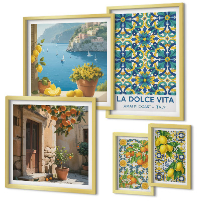 Decorațiune de perete set tablouri Flori de citrice italiene din Amalfi