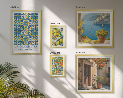 Decorațiune de perete set tablouri Flori de citrice italiene din Amalfi