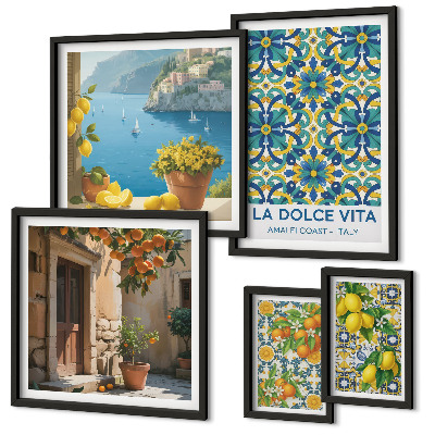 Decorațiune de perete set tablouri Flori de citrice italiene din Amalfi