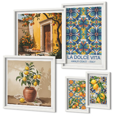 Polyptic înrămat Citrice italiene în stil mediteranean