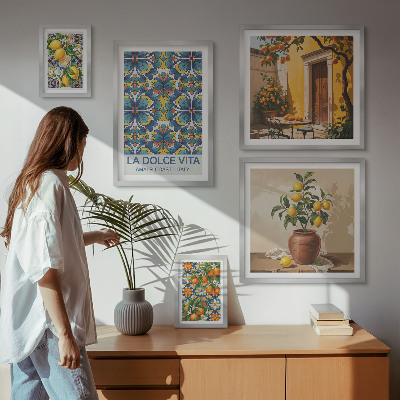 Polyptic înrămat Citrice italiene în stil mediteranean