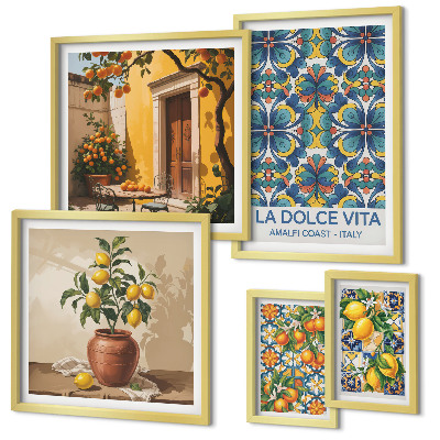 Polyptic înrămat Citrice italiene în stil mediteranean