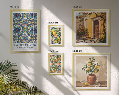 Polyptic înrămat Citrice italiene în stil mediteranean