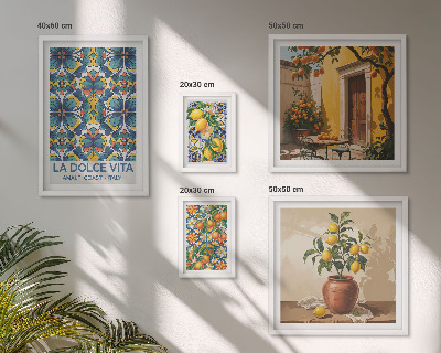 Polyptic înrămat Citrice italiene în stil mediteranean