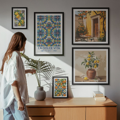 Polyptic înrămat Citrice italiene în stil mediteranean