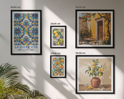 Polyptic înrămat Citrice italiene în stil mediteranean