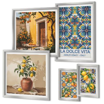 Polyptic înrămat Citrice italiene în stil mediteranean