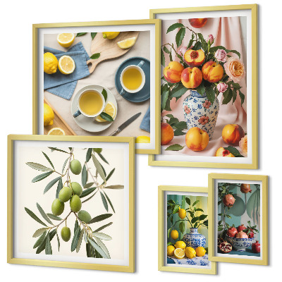 Decorațiune de perete set tablouri Decor rustic cu fructe și flori