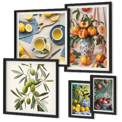 Decorațiune de perete set tablouri Decor rustic cu fructe și flori