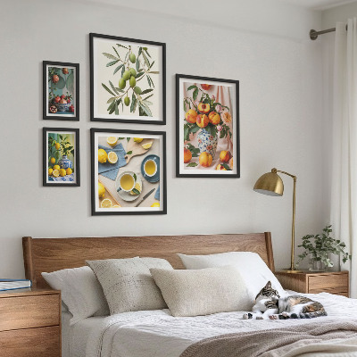 Decorațiune de perete set tablouri Decor rustic cu fructe și flori