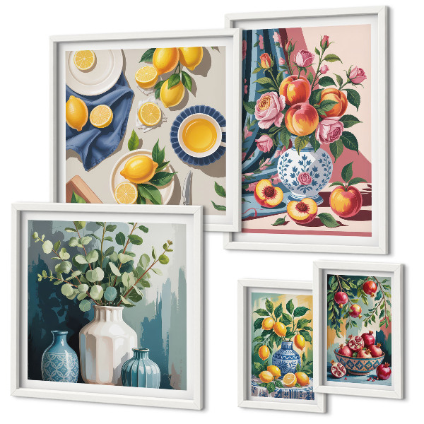 Polyptic înrămat Compoziții florale de fructe
