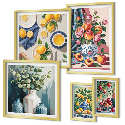 Polyptic înrămat Compoziții florale de fructe
