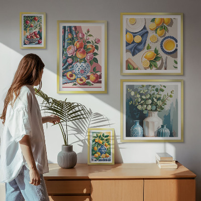 Polyptic înrămat Compoziții florale de fructe