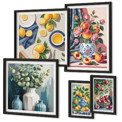 Polyptic înrămat Compoziții florale de fructe